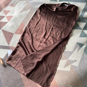 Reformation Silk Skirt Adia Brown 2